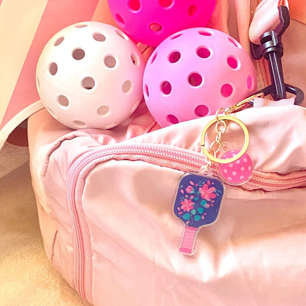Personalized Pickleball Racket Keychain with Name, Acrylic Colorful Bag Charm, Sport Accessories, Birthday Gift for Pickleball Lovers/Players/Coaches
