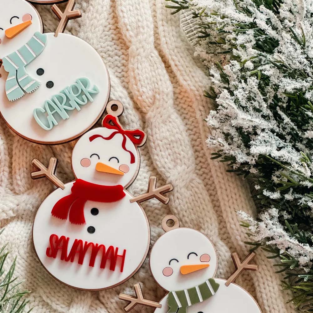 Personalized Snowman Christmas Ornament with Name, Christmas Gift Tag, Cute Stocking Stuffer, Holiday Keepsake, Christmas Gift For Kids/Boys/Girls
