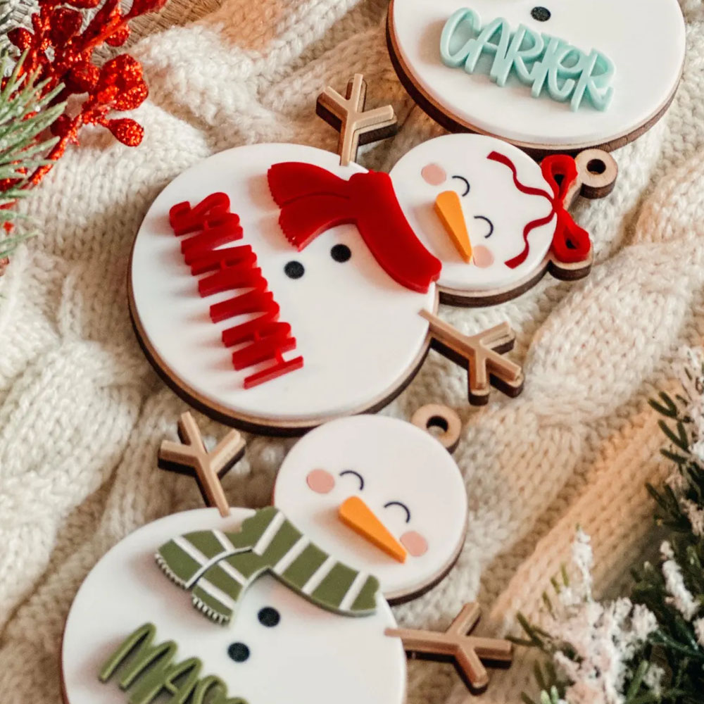 Personalized Snowman Christmas Ornament with Name, Christmas Gift Tag, Cute Stocking Stuffer, Holiday Keepsake, Christmas Gift For Kids/Boys/Girls