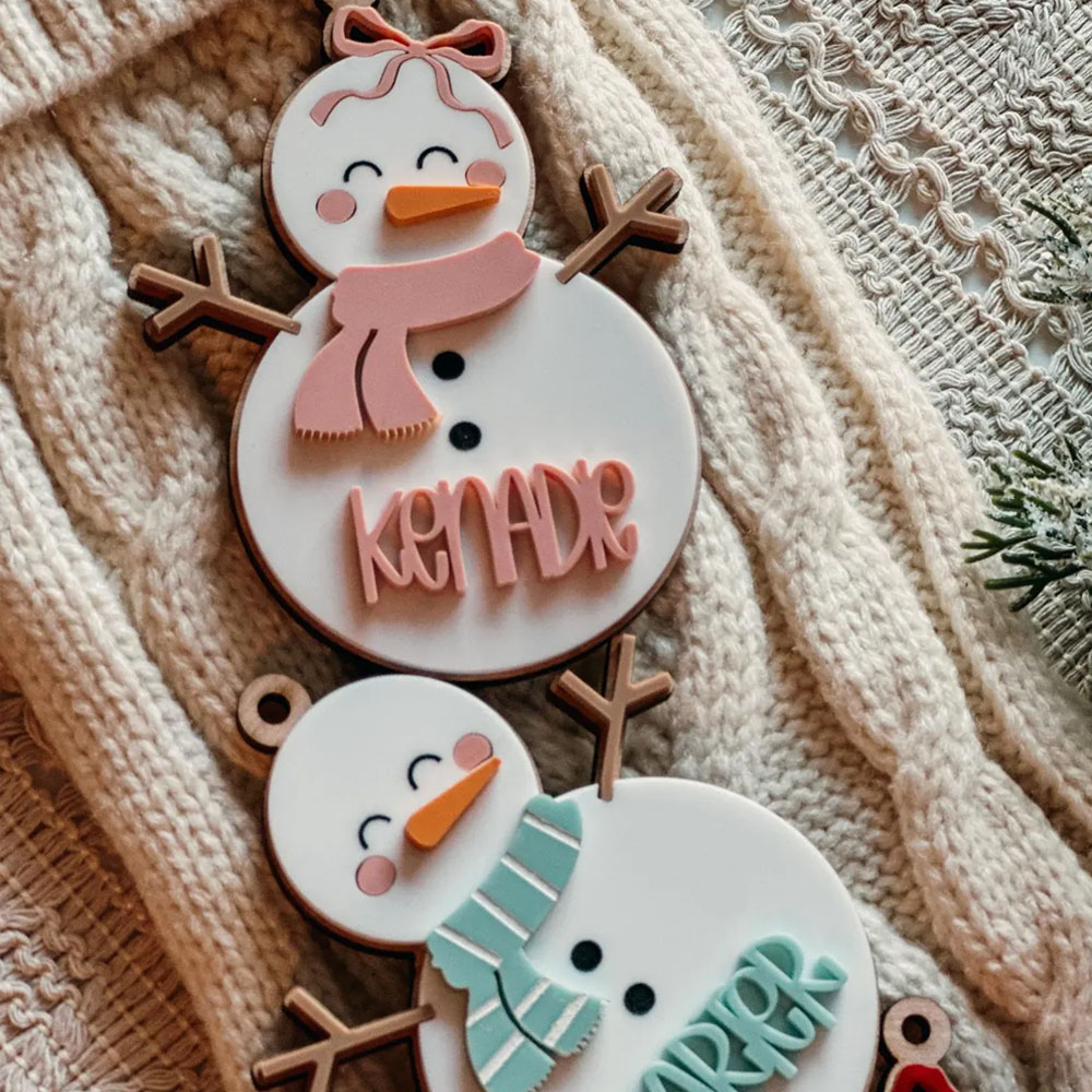 Personalized Snowman Christmas Ornament with Name, Christmas Gift Tag, Cute Stocking Stuffer, Holiday Keepsake, Christmas Gift For Kids/Boys/Girls