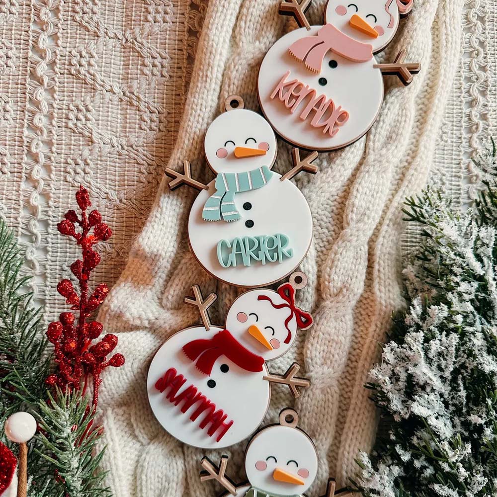 Personalized Snowman Christmas Ornament with Name, Christmas Gift Tag, Cute Stocking Stuffer, Holiday Keepsake, Christmas Gift For Kids/Boys/Girls