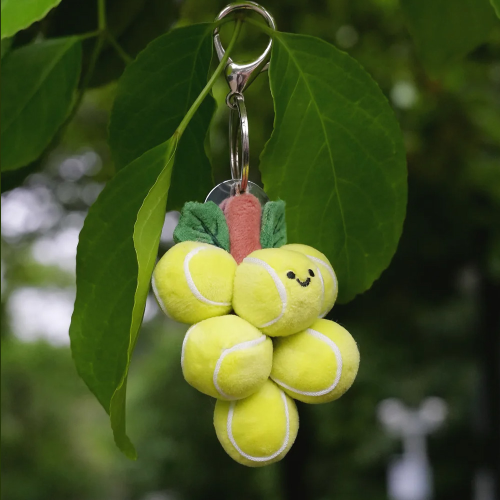 Tennis Ball Grape/Matcha Ice Cream Cone Design Bag Charm, Cute Plush Doll Keyring, Sport Accessory, Birthday Gift for Tennis Lovers/Players/Women