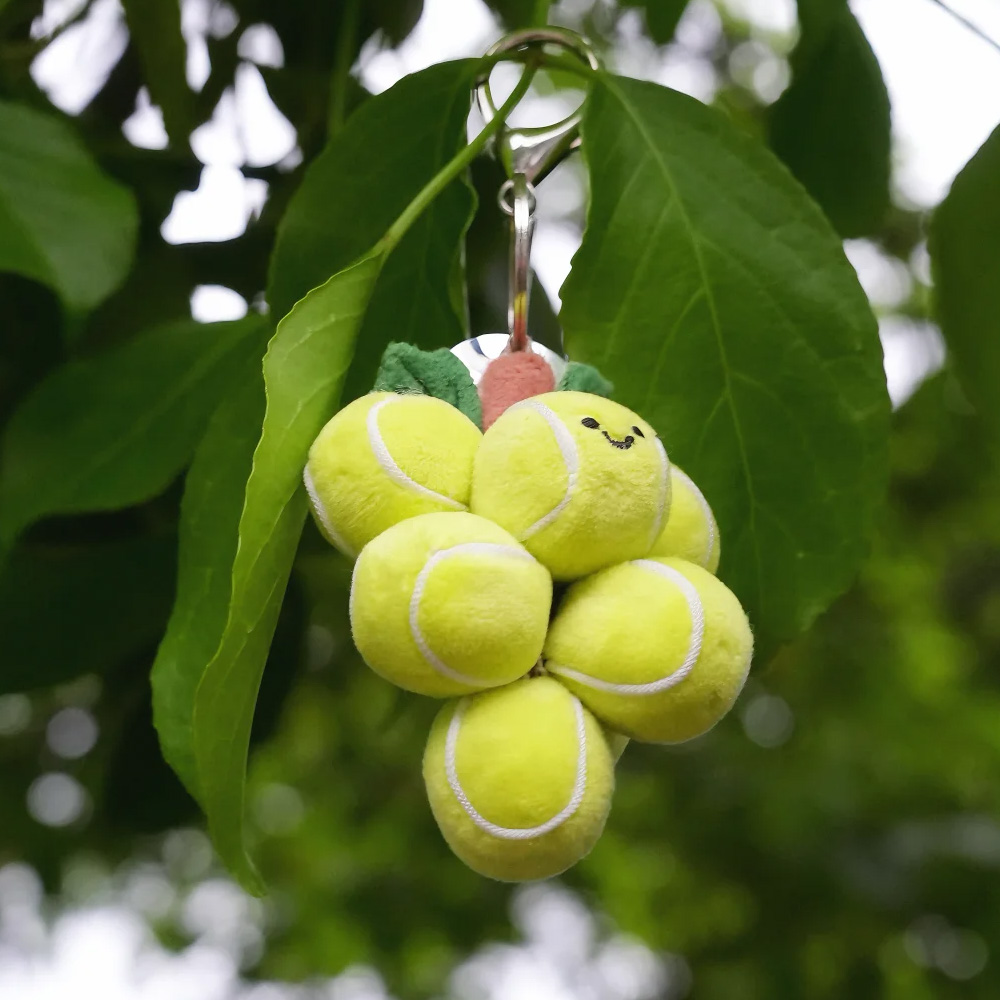 Tennis Ball Grape/Matcha Ice Cream Cone Design Bag Charm, Cute Plush Doll Keyring, Sport Accessory, Birthday Gift for Tennis Lovers/Players/Women