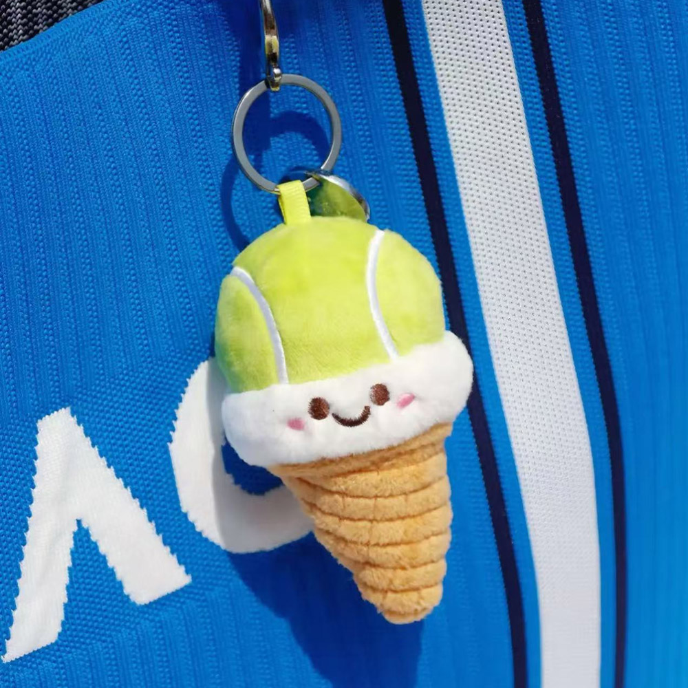 Tennis Ball Grape/Matcha Ice Cream Cone Design Bag Charm, Cute Plush Doll Keyring, Sport Accessory, Birthday Gift for Tennis Lovers/Players/Women