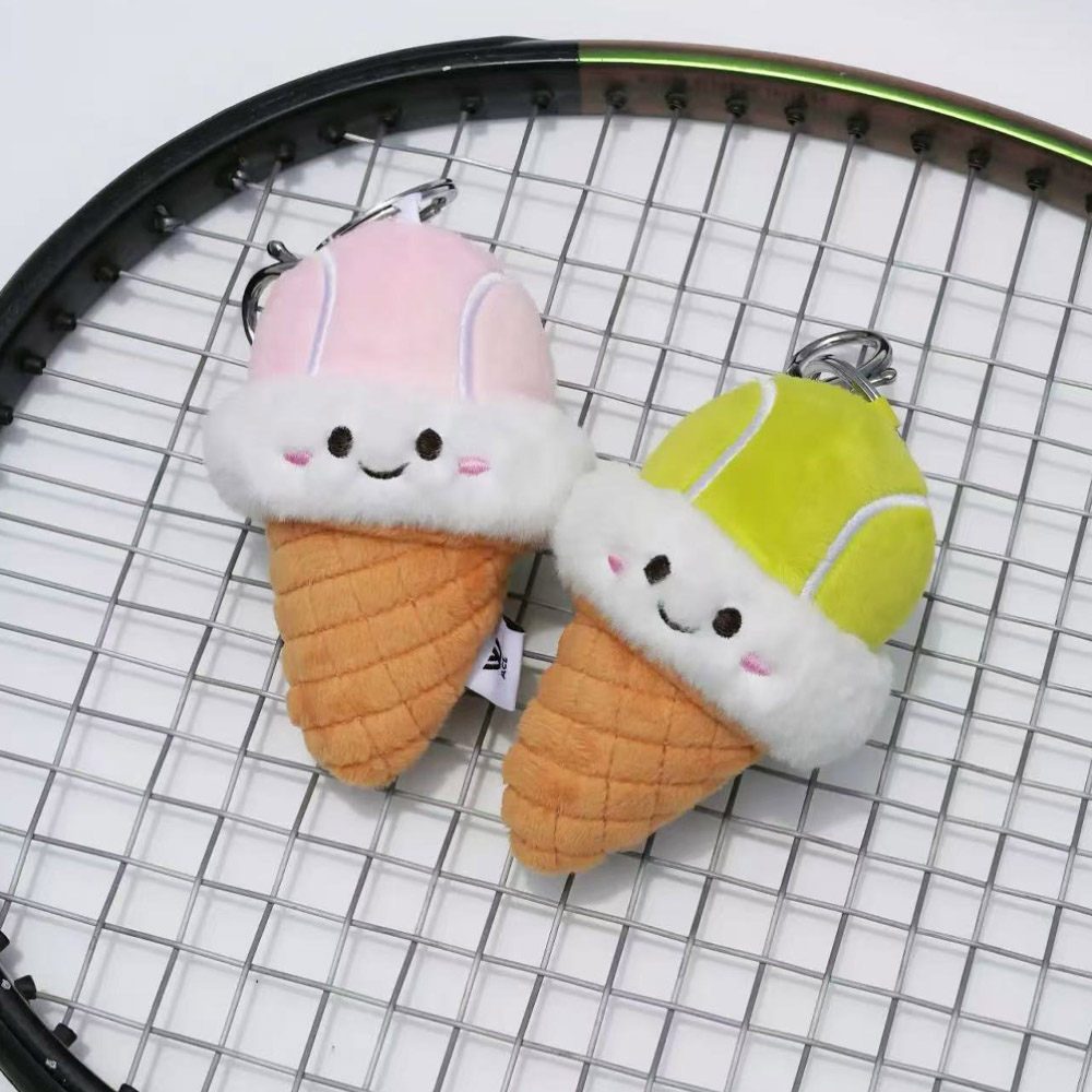 Tennis Ball Grape/Matcha Ice Cream Cone Design Bag Charm, Cute Plush Doll Keyring, Sport Accessory, Birthday Gift for Tennis Lovers/Players/Women