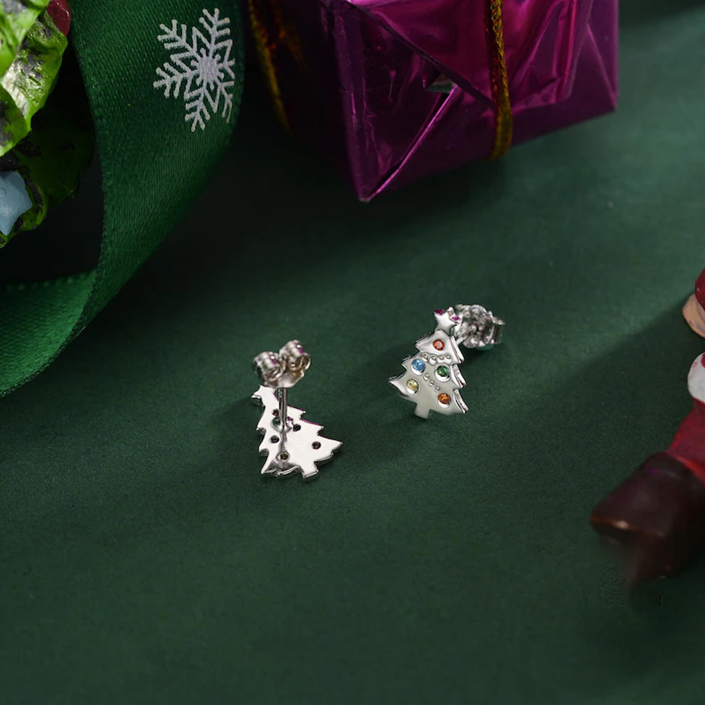 Custom Tiny Christmas Tree Stud Earrings, Sterling Silver 925 Earrings, Dainty Jewelry for Women, Christmas/Christian Gift for Her/Mom/Girlfriend