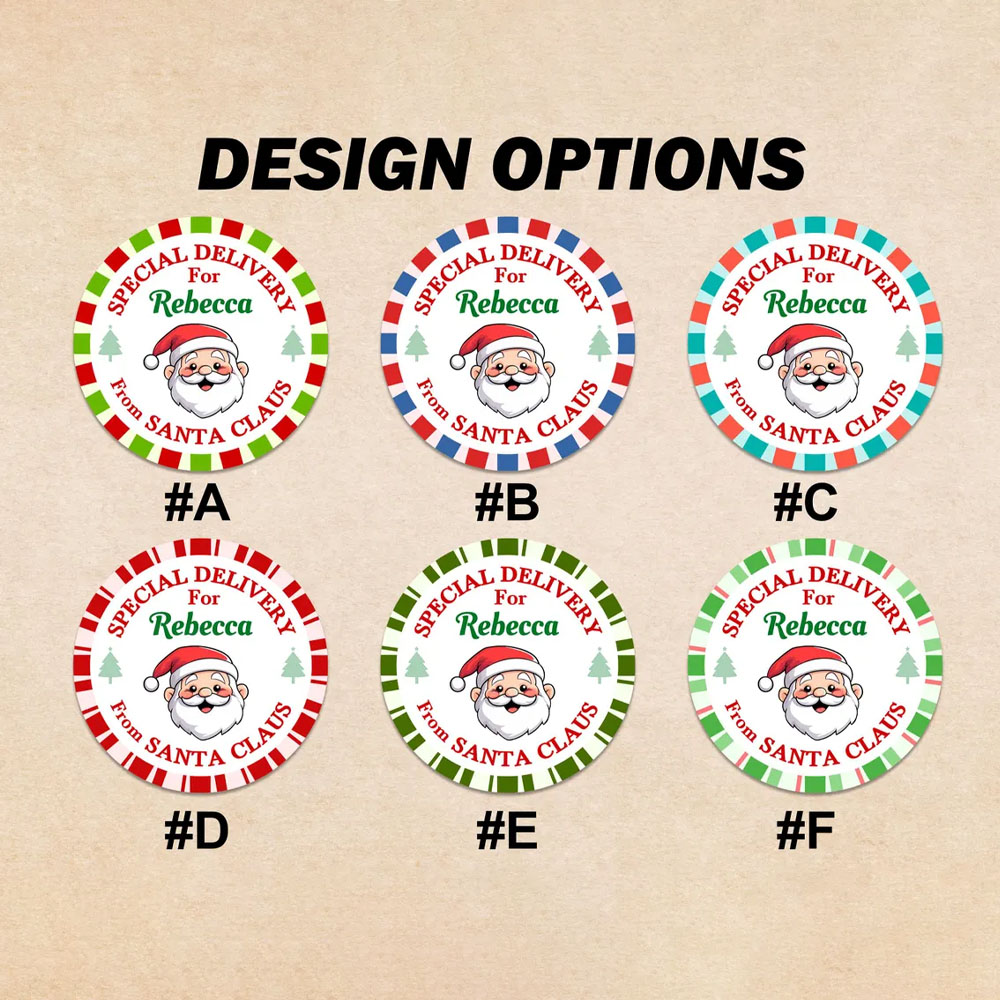 Custom Name Gift Tag Stickers From Santa Claus, Christmas Santa Labels for Gift Box/Package, Envelope Seals, Christmas Gift for Kids/Family/Friends