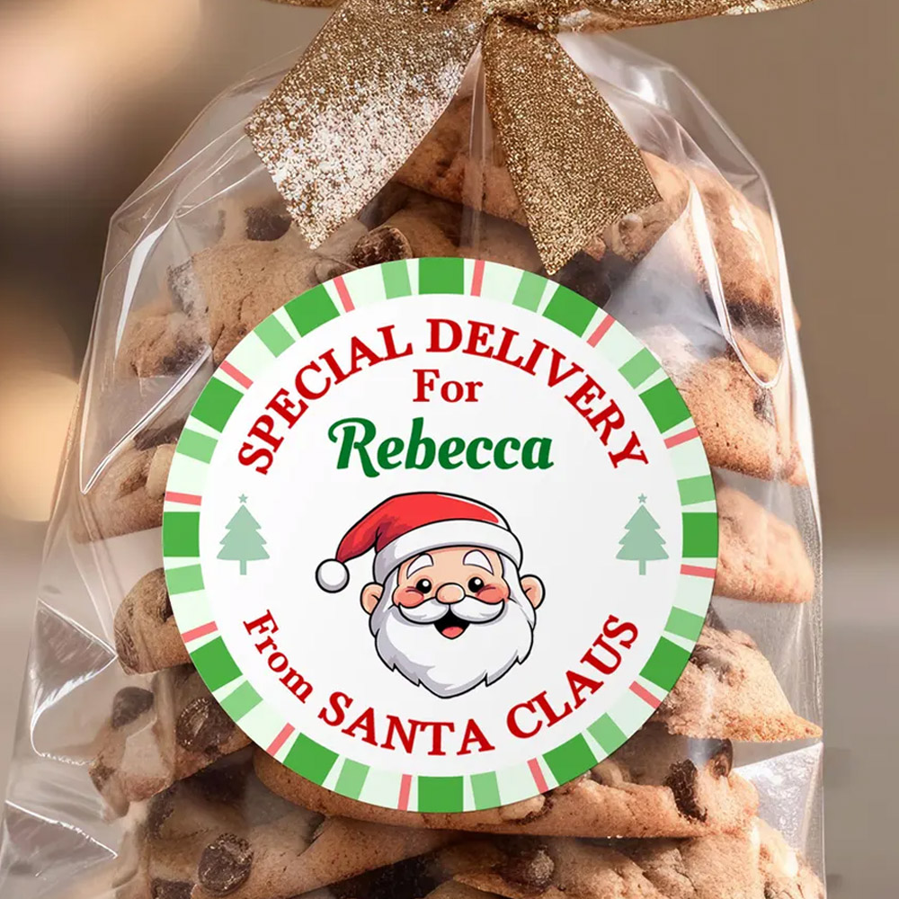 Custom Name Gift Tag Stickers From Santa Claus, Christmas Santa Labels for Gift Box/Package, Envelope Seals, Christmas Gift for Kids/Family/Friends