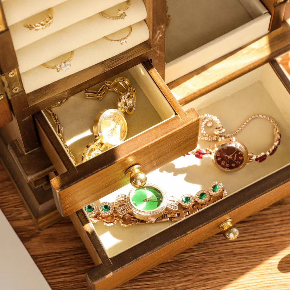 Personalized Engraved Name Mini Cabinet Jewelry Box, Walnut Vintage Jewelry Organizer Box, Christmas/Birthday/Wedding/Gift for Her/Mom/Bridesmaids