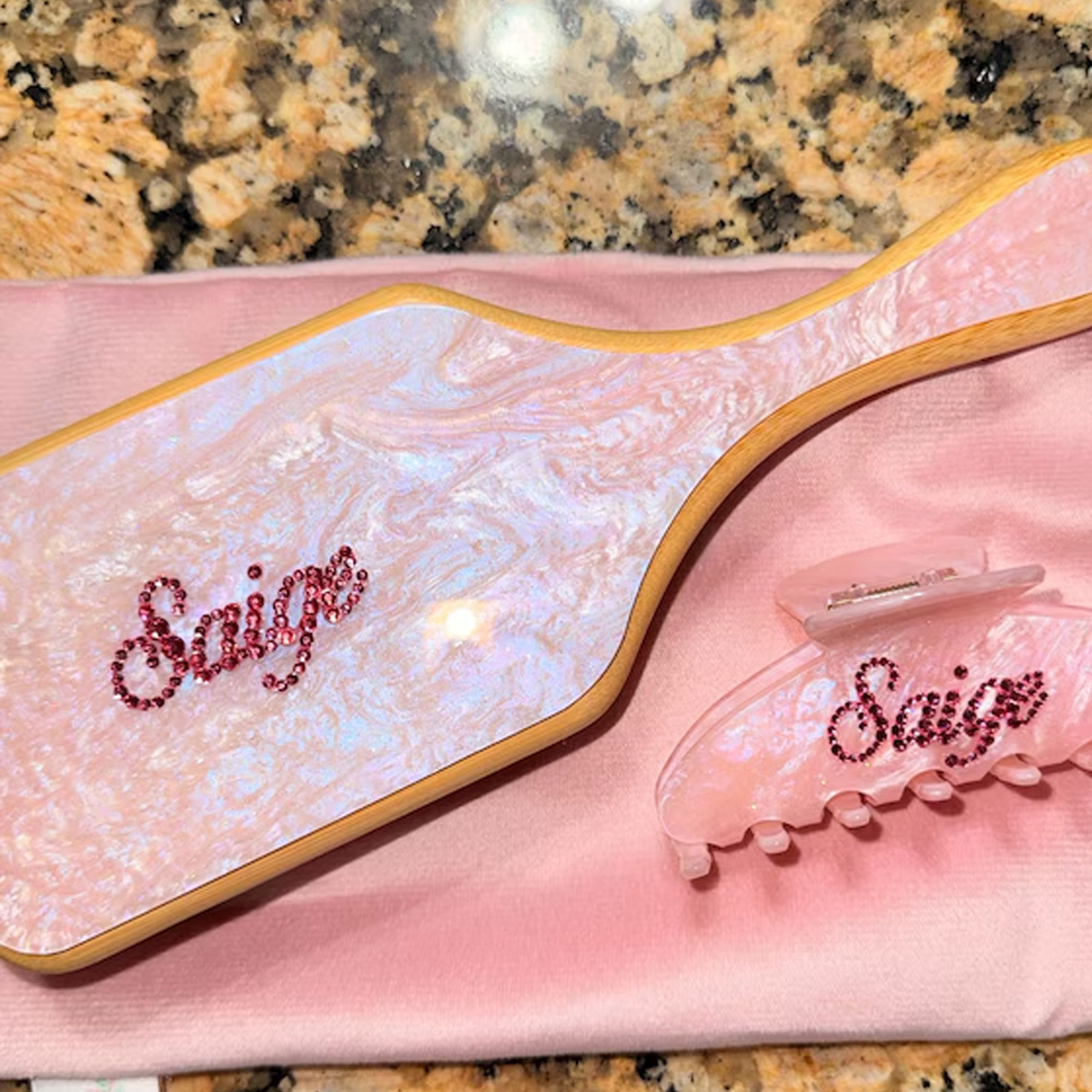 Personalized Name & Birthstone Hair Brush, Colorful Detangling Brush, Bridal Shower Favor, Birthday/Mother's Day/Wedding Gift for Her/Mom/Bridesmaids