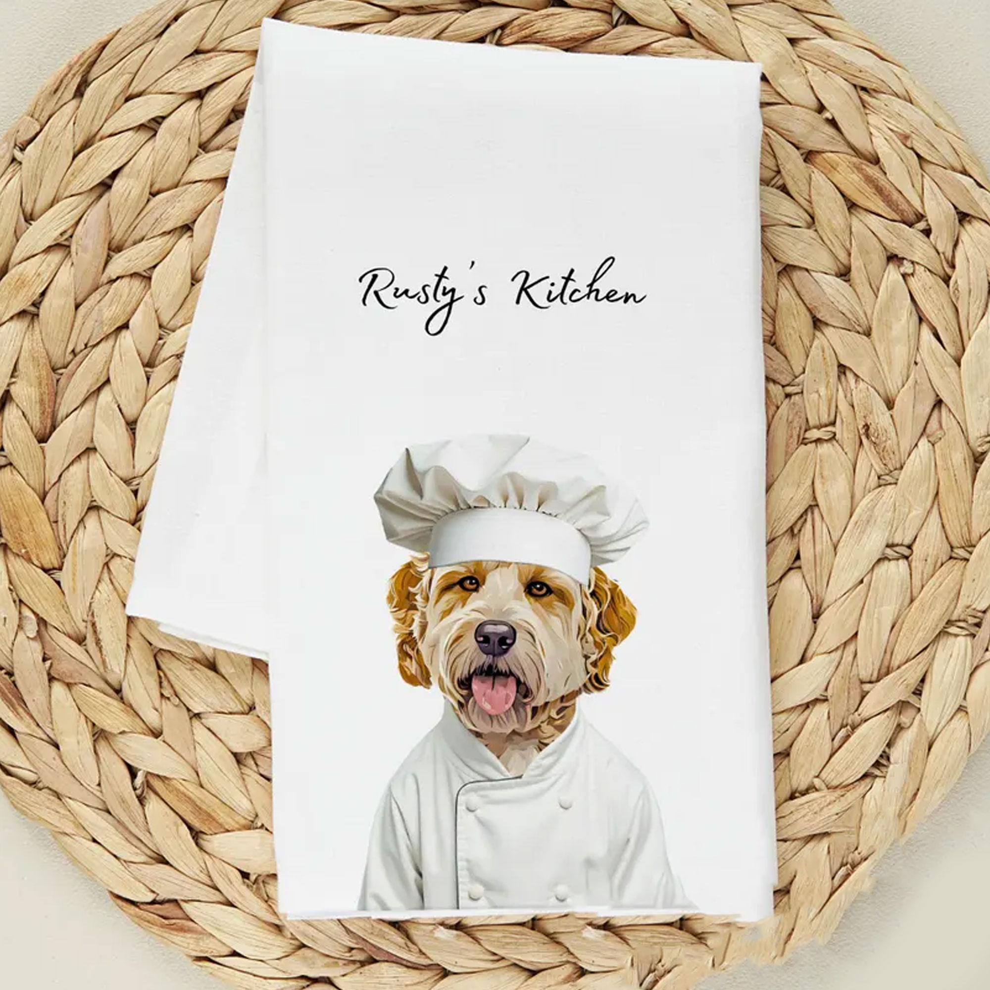 Personalized 1-3 Pet Photo & Name Kitchen Towel, Dog/Cat Portrait Tea Towel, Kitchen Accessory, Housewarming/Christmas Gift for Hostess/Pet Owners