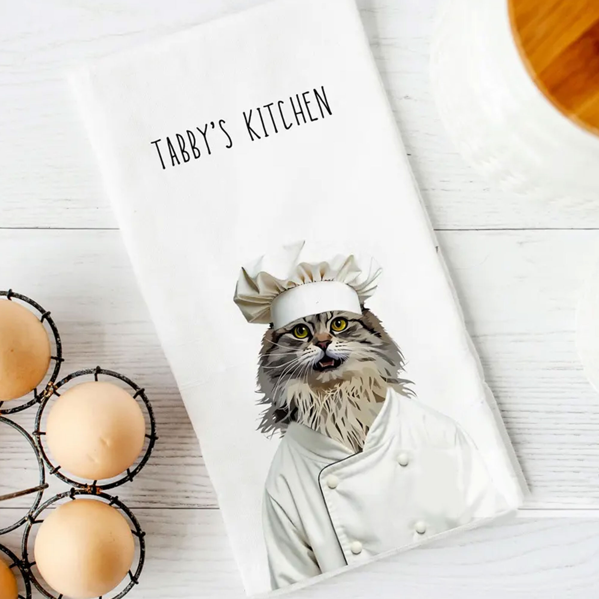 Personalized 1-3 Pet Photo & Name Kitchen Towel, Dog/Cat Portrait Tea Towel, Kitchen Accessory, Housewarming/Christmas Gift for Hostess/Pet Owners