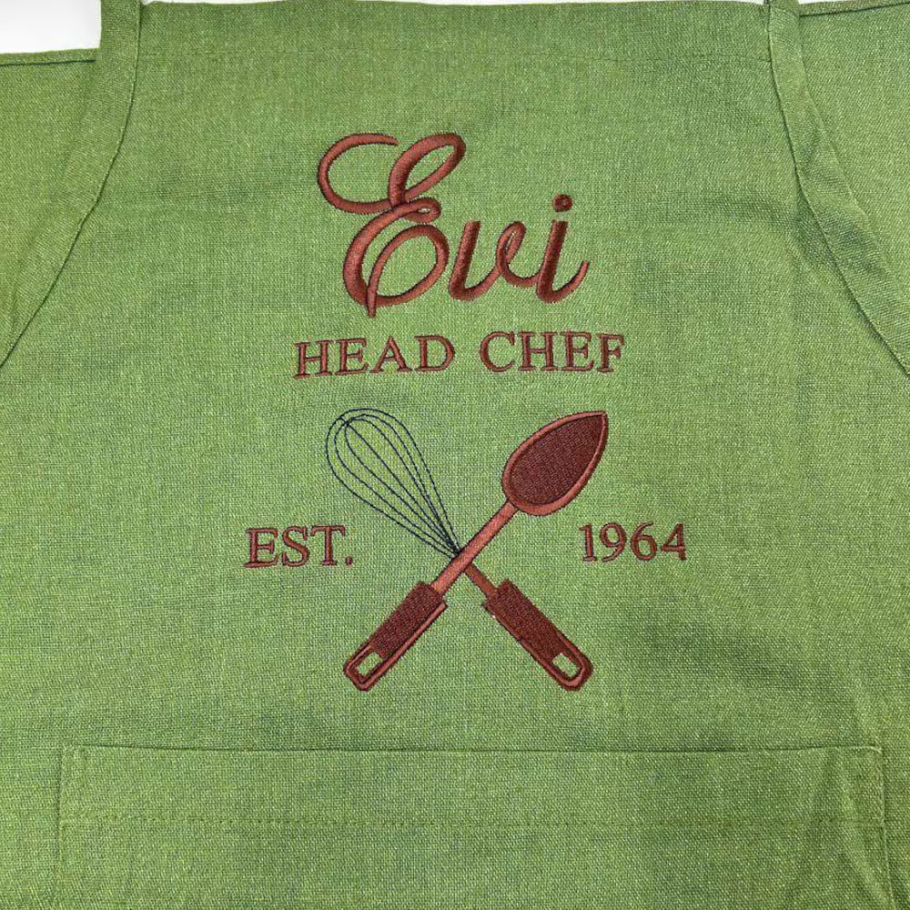 Personalized Embroidered Name Apron, Multicolor Chef Apron with Pockets & Strap, Kitchen Accessory, Christmas/Birthday Gift for Cooks/Bakers/Baristas
