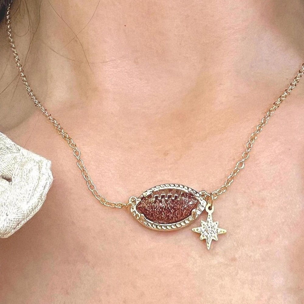 Personalized Football Pendant Necklace, Dainty Sports Women Jewelry, Christmas/Birthday/Anniversary Gift for Volleyball Lovers/Players/Sports Moms