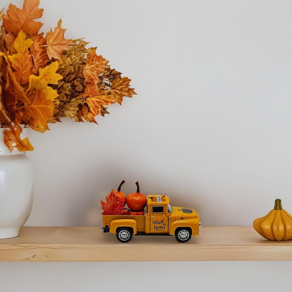 Custom Name & Initial Halloween Truck Model with Mini Skull/Ghost/Pumpkin, Creepy Pickup Car, Trick or Treat Decor, Halloween Gift for Kids/Boys/Girls
