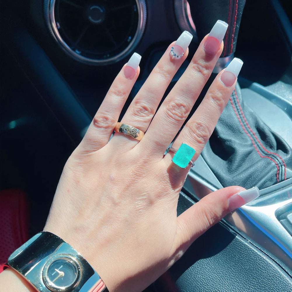 Bague émeraude carrée personnalisée, bague minimaliste en argent sterling 925, bijou délicat pour femme, cadeau d'anniversaire pour maman/grand-mère/épouse