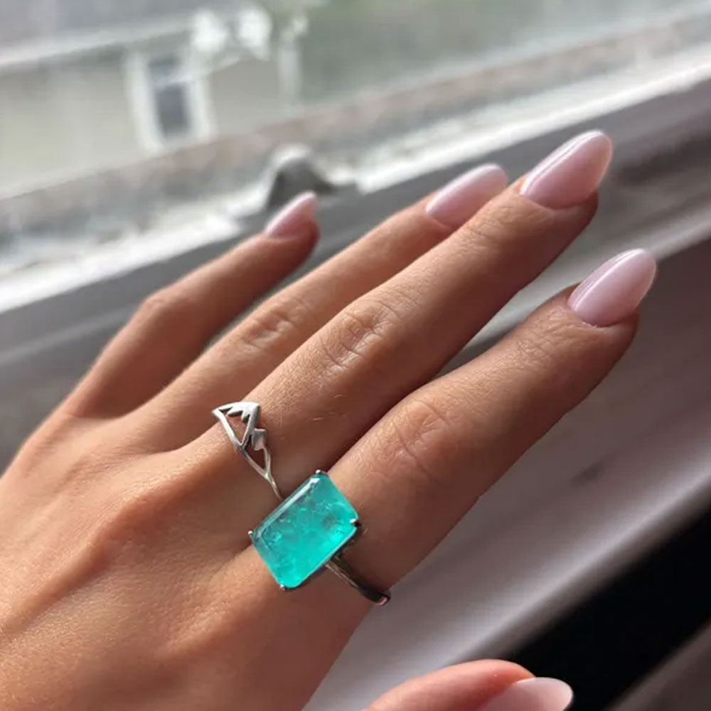 Bague émeraude carrée personnalisée, bague minimaliste en argent sterling 925, bijou délicat pour femme, cadeau d'anniversaire pour maman/grand-mère/épouse