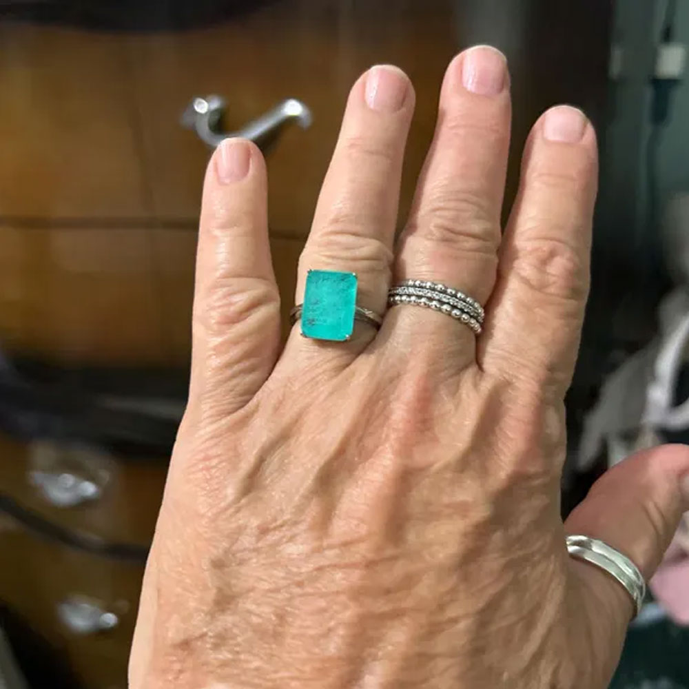 Bague émeraude carrée personnalisée, bague minimaliste en argent sterling 925, bijou délicat pour femme, cadeau d'anniversaire pour maman/grand-mère/épouse