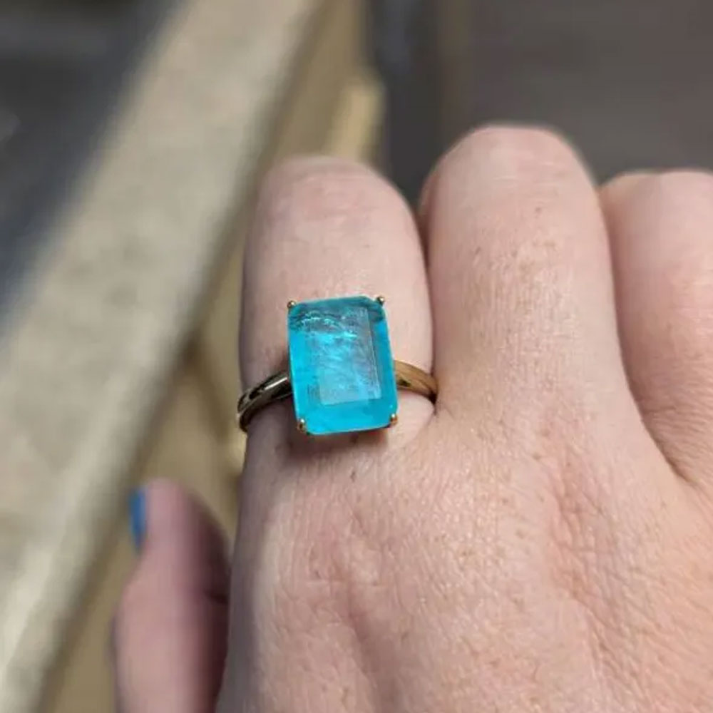 Bague émeraude carrée personnalisée, bague minimaliste en argent sterling 925, bijou délicat pour femme, cadeau d'anniversaire pour maman/grand-mère/épouse