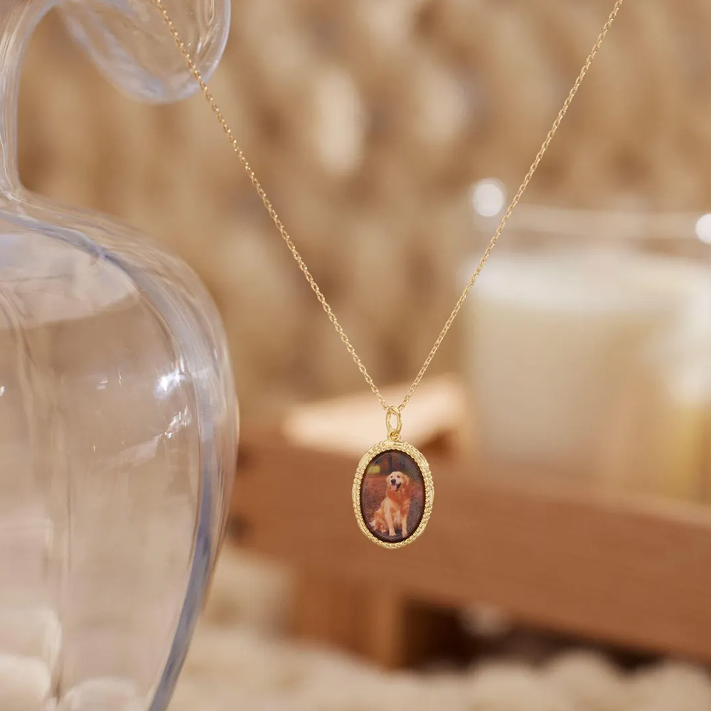 Collier pendentif ovale portrait personnalisé, collier peinture miniature vintage, bijou souvenir, cadeau de Noël/anniversaire pour femmes/amoureux des animaux