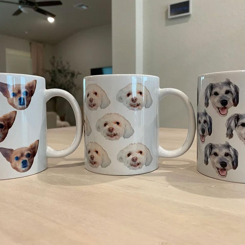 Personalized Dog Face Mug, Multiple Dog Face Coffee Cup, 11oz/15oz Ceramic Mug, Hot Cocoa Mug, Birthday/Christmas/Memorial Gift for Dog Mom/Pet Lovers