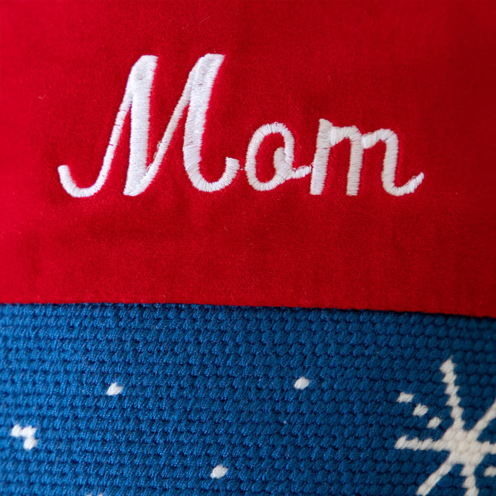 Personligt namnbroderad traditionell lantlig julstrumpa, nålspetsad familjestrumpa, festgåva, julklapp för familj/barn