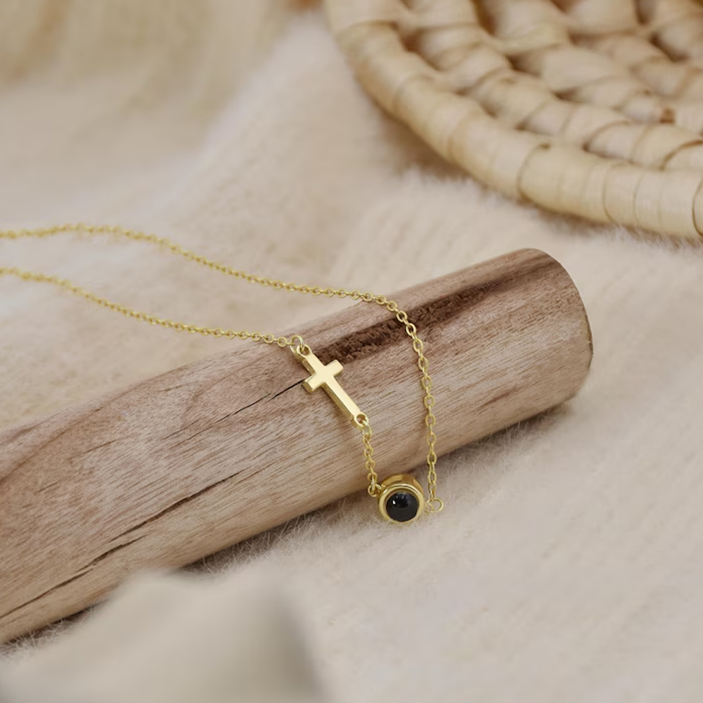 Personalized Cross Projection Necklace, Photo Projection Necklace, Custom Picture Necklace, Memorial Necklace, Anniversary/Baptism/Birthday for Her
