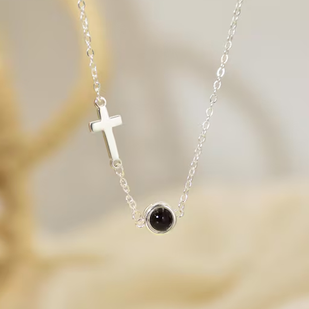Personalized Cross Projection Necklace, Photo Projection Necklace, Custom Picture Necklace, Memorial Necklace, Anniversary/Baptism/Birthday for Her