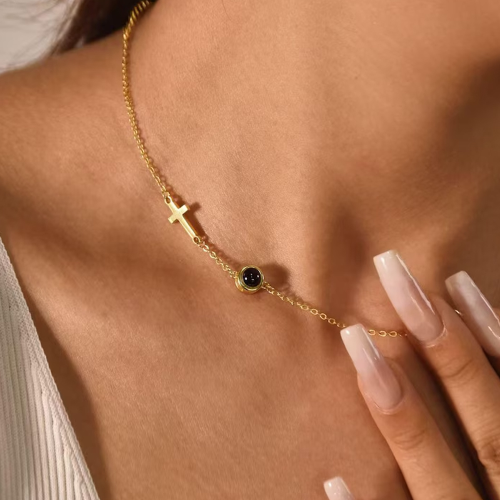 Personalized Cross Projection Necklace, Photo Projection Necklace, Custom Picture Necklace, Memorial Necklace, Anniversary/Baptism/Birthday for Her