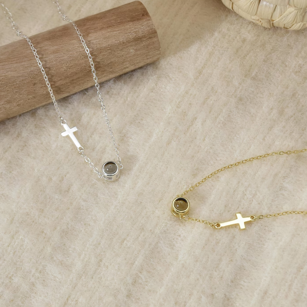 Personalized Cross Projection Necklace, Photo Projection Necklace, Custom Picture Necklace, Memorial Necklace, Anniversary/Baptism/Birthday for Her