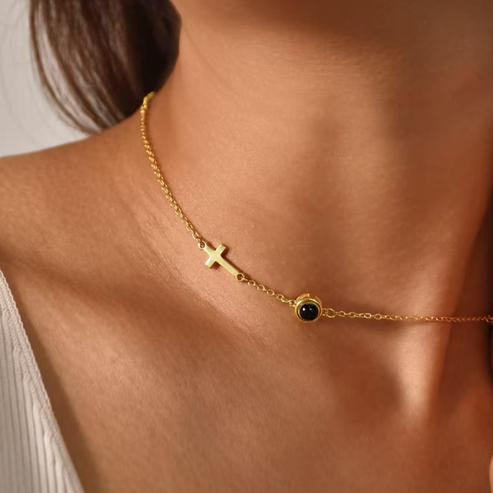 Personalized Cross Projection Necklace, Photo Projection Necklace, Custom Picture Necklace, Memorial Necklace, Anniversary/Baptism/Birthday for Her