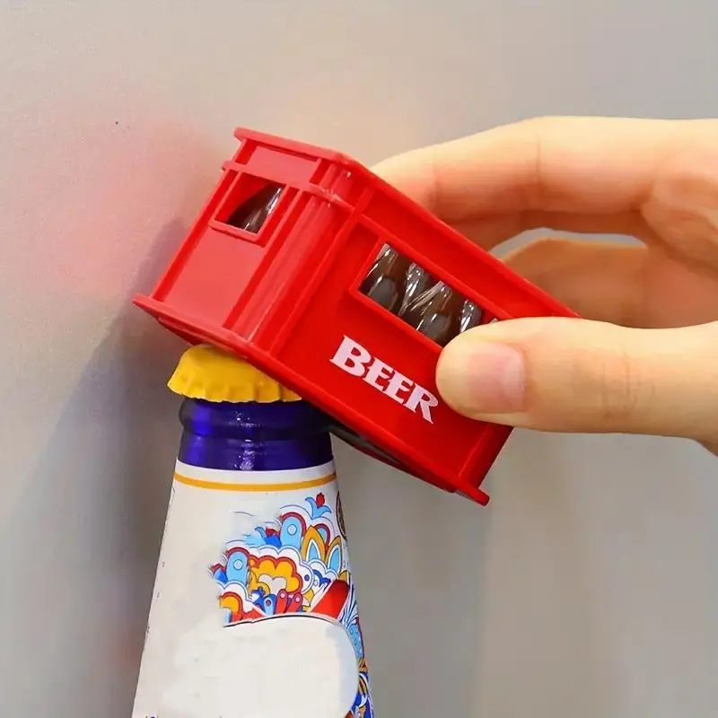 Personalized Beer Bottle Opener, 1 Count Soda Bottle Opener, Creative Beer Basket Design Opener, Refrigerator Cartoon Stickers