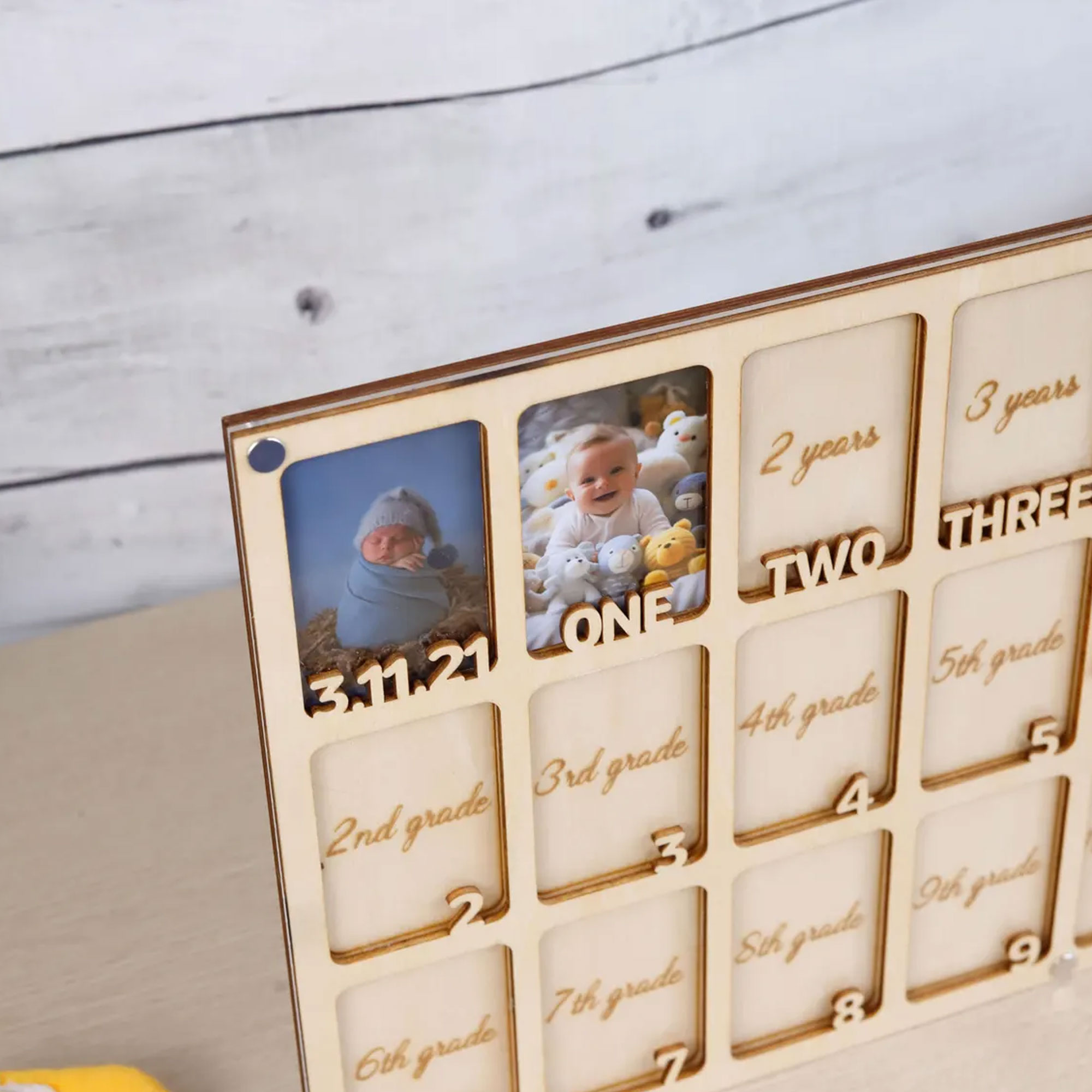 Custom Birth Through Graduation School Years Photo Frame, Wood Kindergarten To Grade School Picture Frame, Memorial Keepsake, Gift for Kids/Boys/Girls
