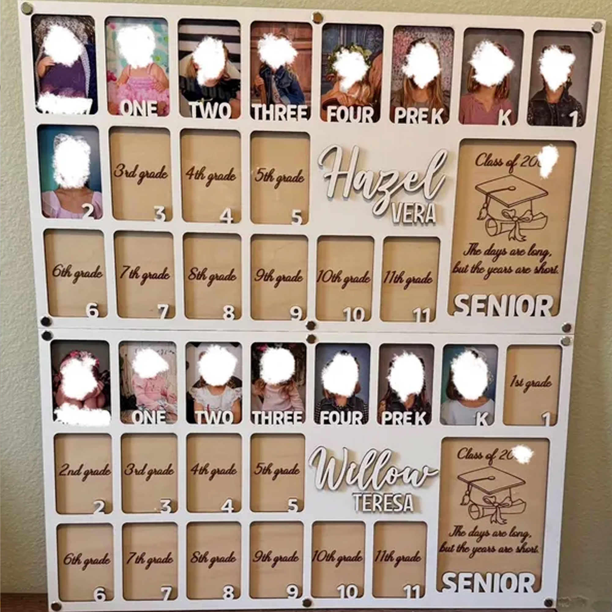 Custom Birth Through Graduation School Years Photo Frame, Wood Kindergarten To Grade School Picture Frame, Memorial Keepsake, Gift for Kids/Boys/Girls