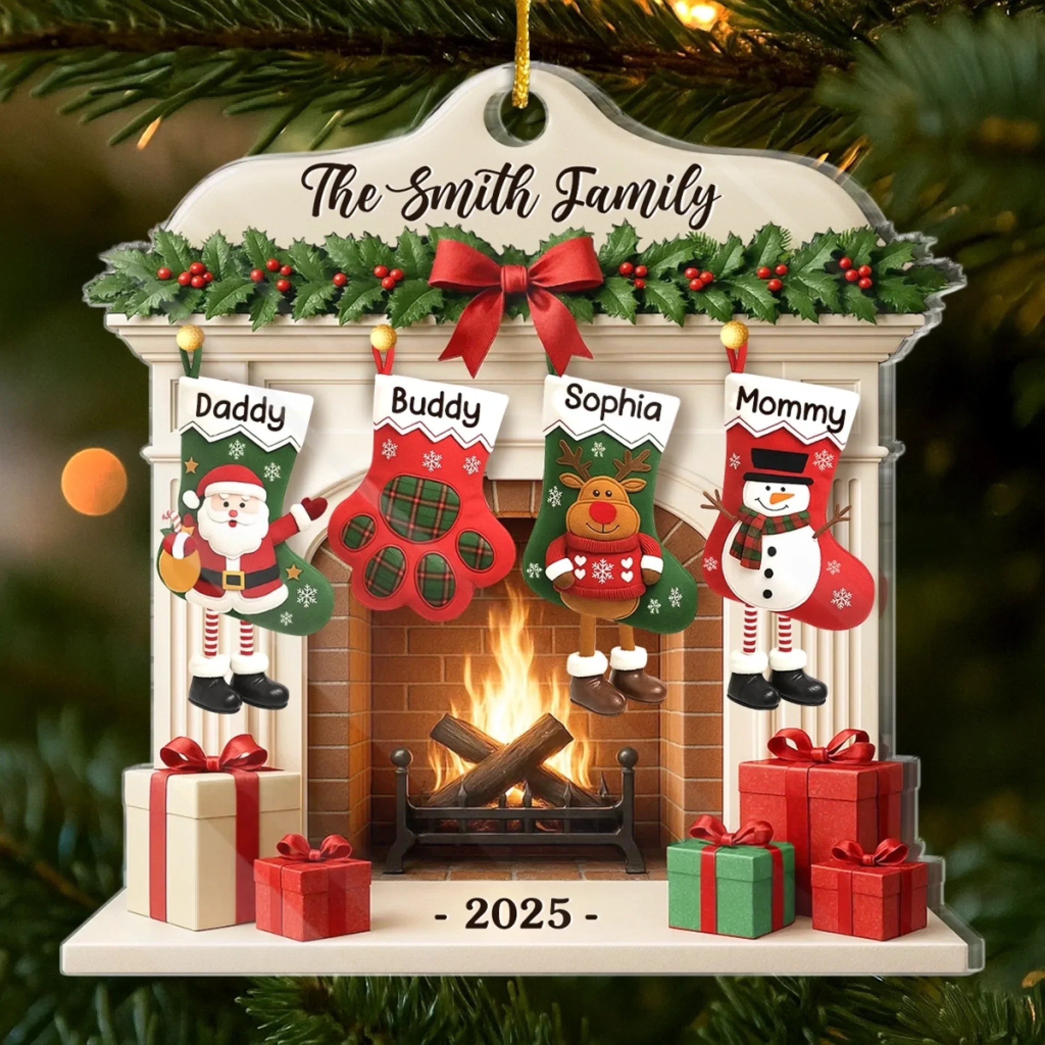 Personalized Acrylic Ornament Christmas Birthday Gifts for Mom, Dad, Brother, Sister, Kids - Christmas Glows Where Hearts Gather