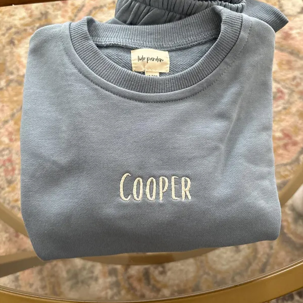 Personalized Name Embroidered Sweatshirt Jogger Set, Crewneck Sweater Jogger for Kids, Gender Neutral Sweater, Birthday Gift for Toddler/Boys/Girls