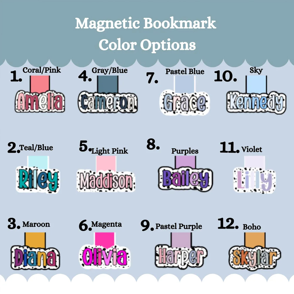 Personalized Name Magnetic Bookmark(Set of 2pcs), Polka Dots Bookmark Clip, Book Accessory, Easter/Back to School Gift for Book Lovers/Readers/Kids