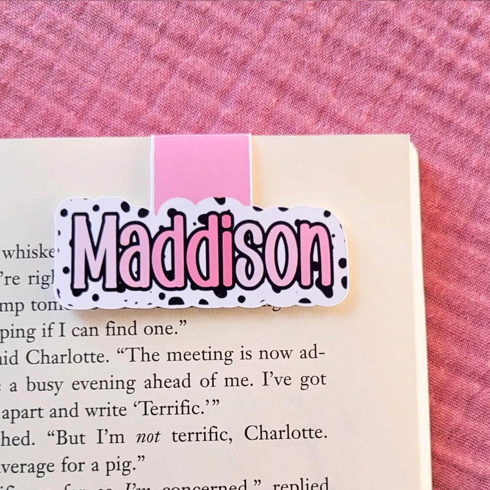Personalized Name Magnetic Bookmark(Set of 2pcs), Polka Dots Bookmark Clip, Book Accessory, Easter/Back to School Gift for Book Lovers/Readers/Kids