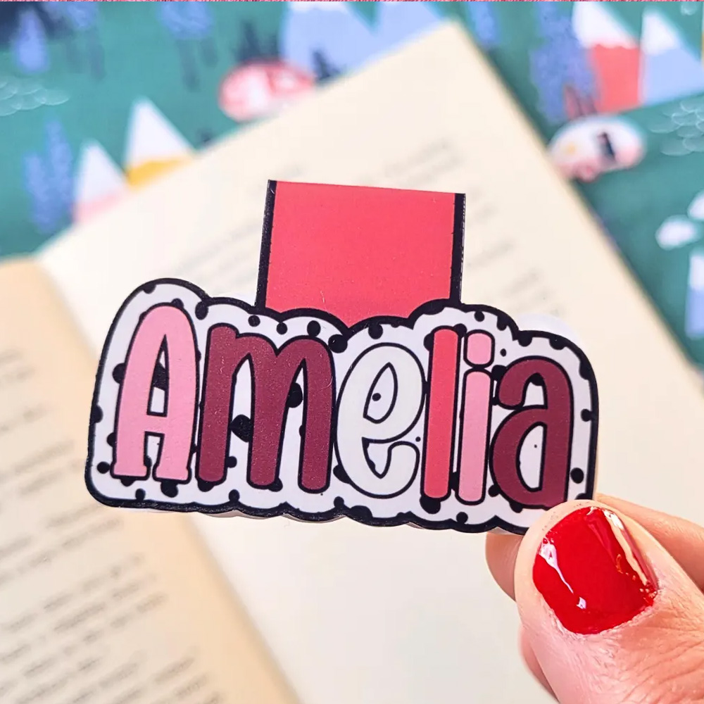 Personalized Name Magnetic Bookmark(Set of 2pcs), Polka Dots Bookmark Clip, Book Accessory, Easter/Back to School Gift for Book Lovers/Readers/Kids