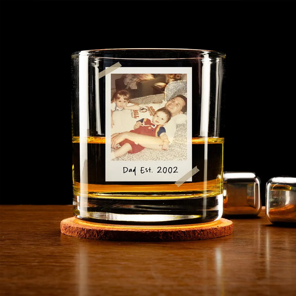 Personalized Photo Dad and Kids Whiskey Glass, Custom Family Men's Bourbon Wine Glass, Retirement/Birthday/Father's Day Gift for Him/Dad/Grandpa