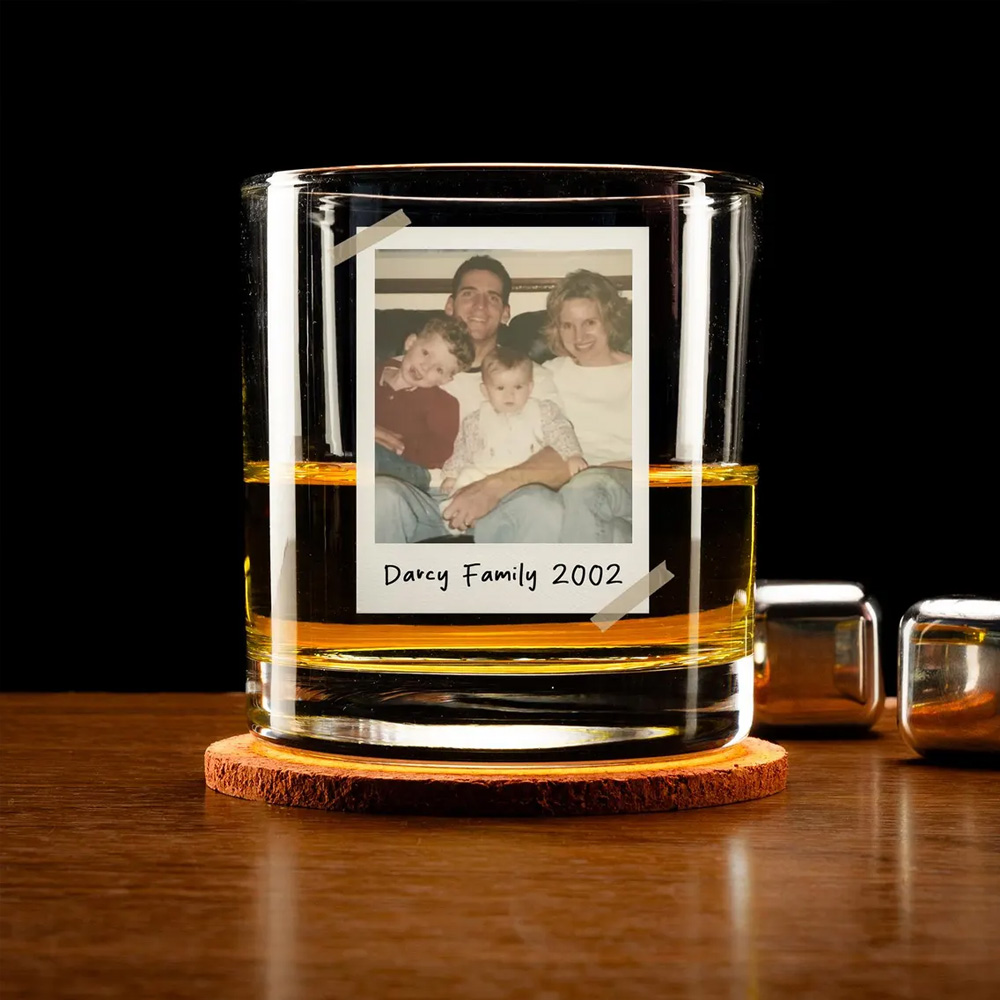 Personalized Photo Dad and Kids Whiskey Glass, Custom Family Men's Bourbon Wine Glass, Retirement/Birthday/Father's Day Gift for Him/Dad/Grandpa