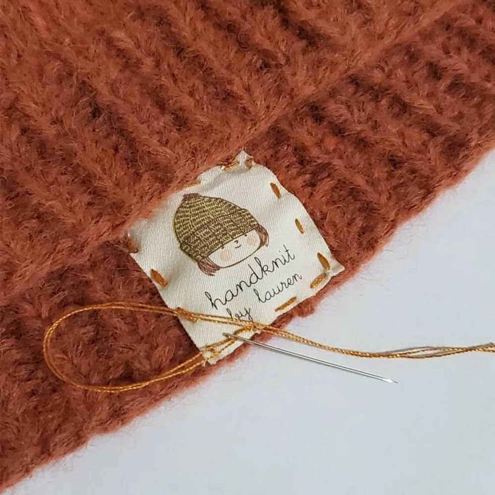 Personalized Labels for Knitted Items(Set of 15pcs), Organic Cotton Sewing Tags for Clothing Handmade Items, Gift for Knitting DIY Craft Lovers
