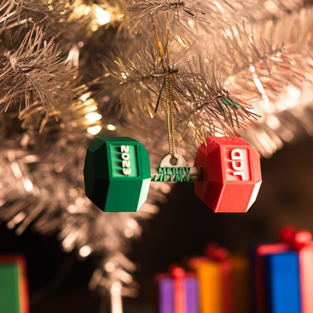 Custom Dumbbell Merry Liftmas Christmas Ornament, Weight Lifting Christmas Tree Hanging Decor, Christmas for Fitness Coach/Weightlifters/Powerlifters