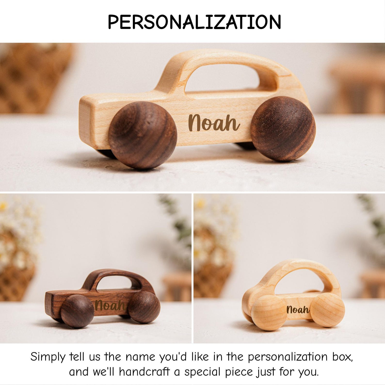 Wooden Toy Car for Toddlers, Vehicles for Kids Gift, Baby Decor, Christmas Gift for Little Car Lovers, Nursery for New Mom/Dad/Grandson/Granddaughter