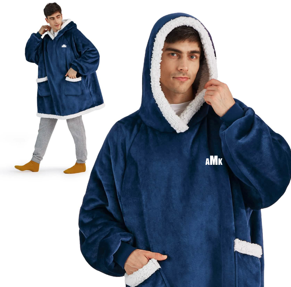 Personalized Name Sherpa Fleece Wearable Blanket Kids Adults, Christmas Gift