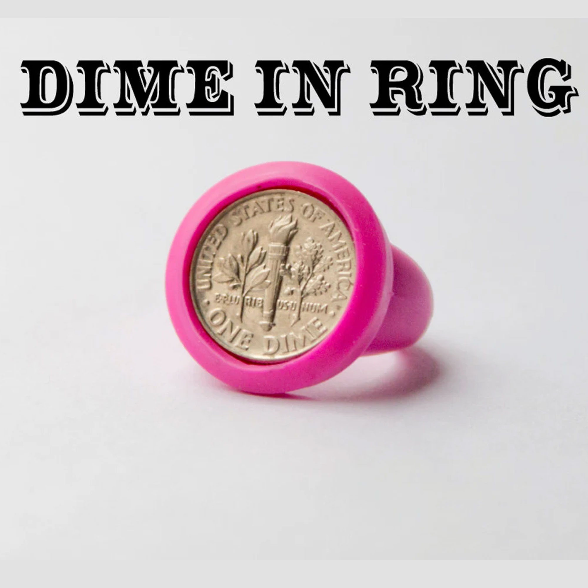 Dime in Ring, Colorful Plastic Gag Band, Funny Coin Ring Toy, Party Favors, Christmas Stocking Stuffer, Christmas Gift for Family/Kids/Friends
