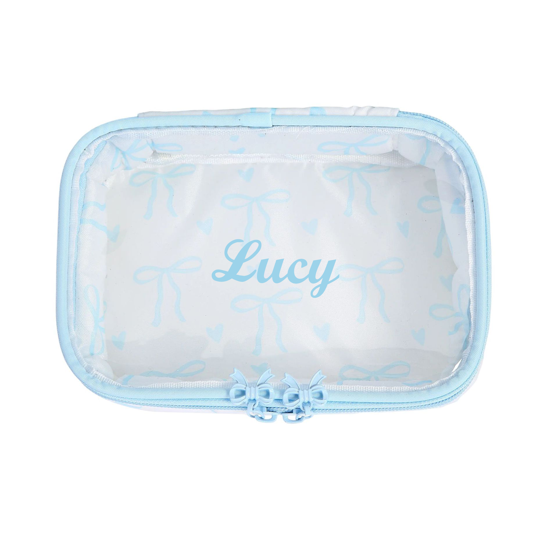 Custom Name Girls Printed Bow Makeup Bag, Waterproof Travel Cosmetic Bag, Toiletry Bag, Hand-Held Cosmetic Organizer Case, Gift for Her/Makeup Artists