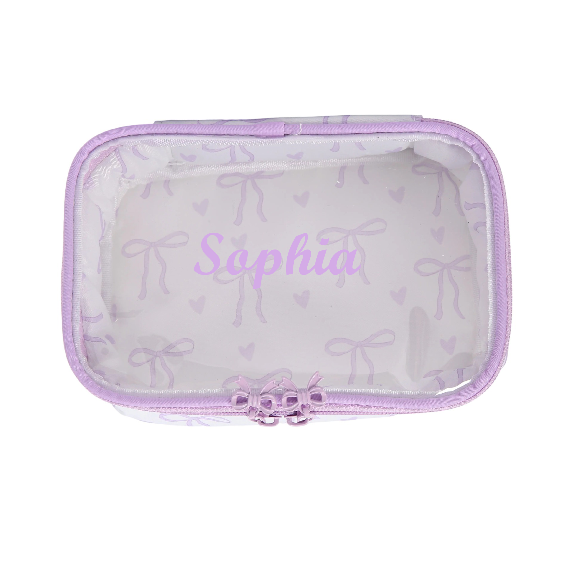 Custom Name Girls Printed Bow Makeup Bag, Waterproof Travel Cosmetic Bag, Toiletry Bag, Hand-Held Cosmetic Organizer Case, Gift for Her/Makeup Artists