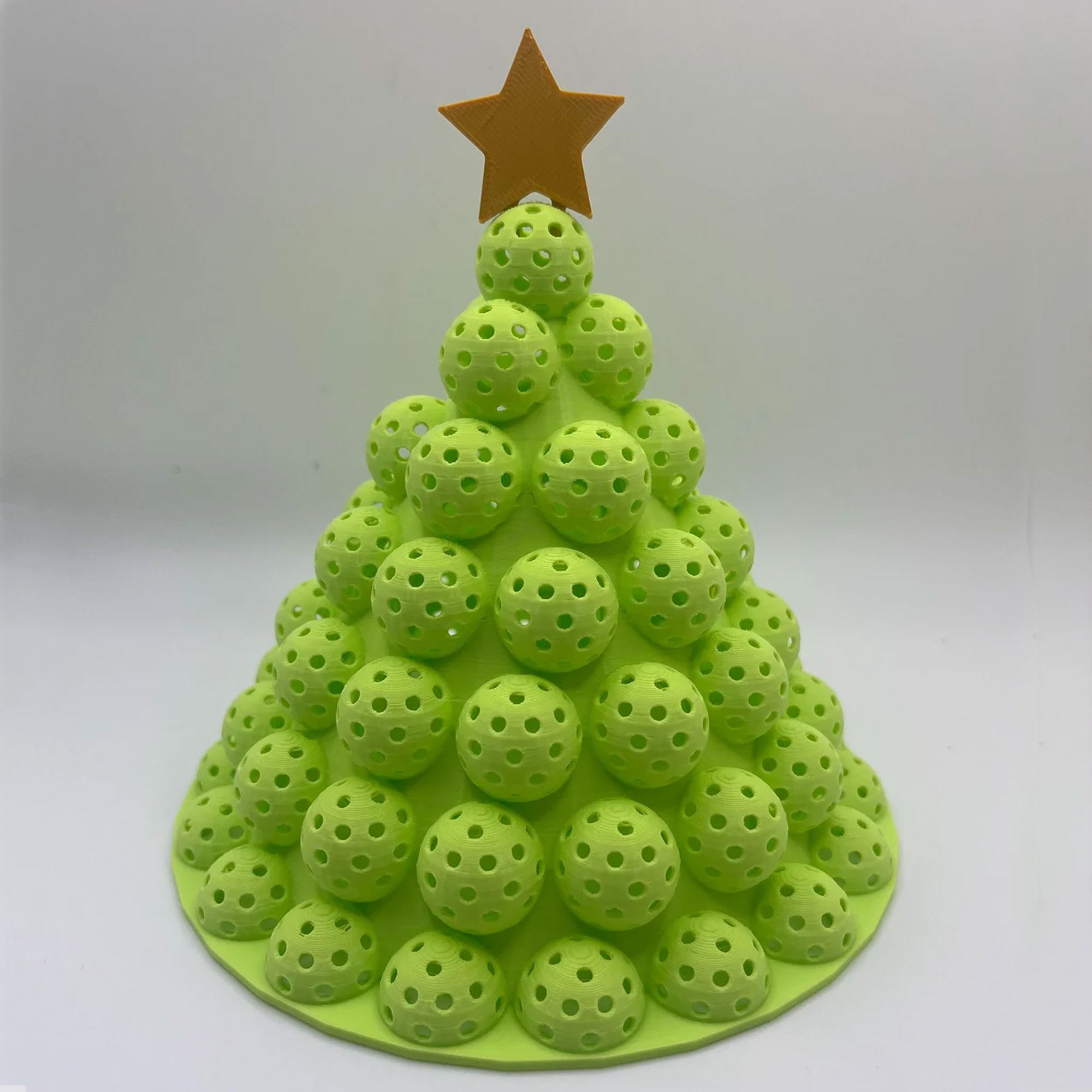 Pickleball Glowing Christmas Tree, LED Ball-Stacked Tree with Star, Funny Holiday Party Decor, Christmas Gift for Pickleball Lovers/Players/Family