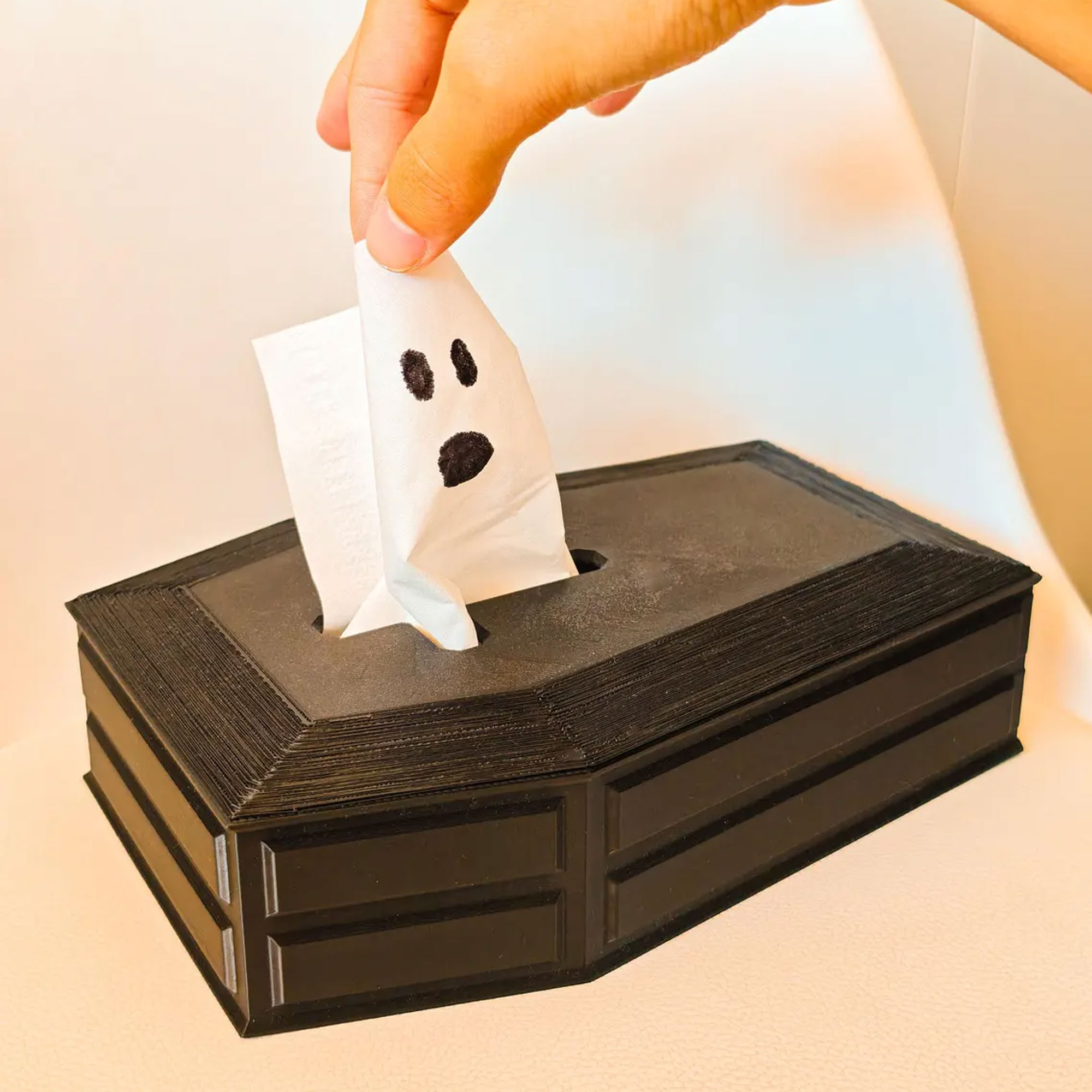 Coughin Coffin Tissue Box, 3D Printed Colorful Halloween Tissue Dispenser, Spooky Decor for Home, Housewarming/Halloween Gift for Gothic Lovers/Women